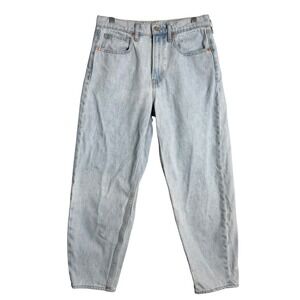 Gap Barrel Leg High Rise Jean Womens 4 27 Blue Light Wash 100% Cotton Preppy